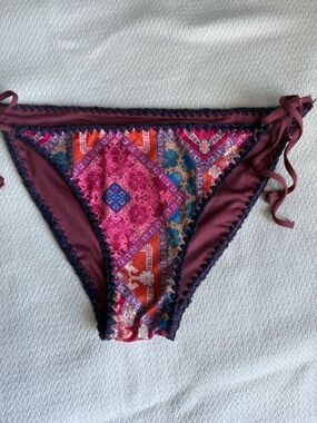H&M Tie-Side Bikini Bottoms in Burgundy, Pink and Orange